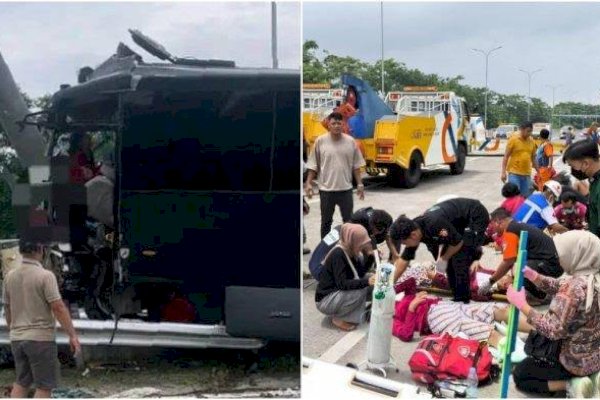 Bus Brimob Rombongan SMA 1 Porong Kecelakaan di Tol Purwodadi, Sopir Tewas-Sejumlah Siswa Luka