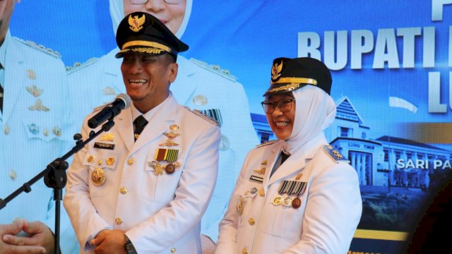 Bupati dan wakil Bupati Luwu Timur, Irwan Bachri Syam-Puspawati Husler.