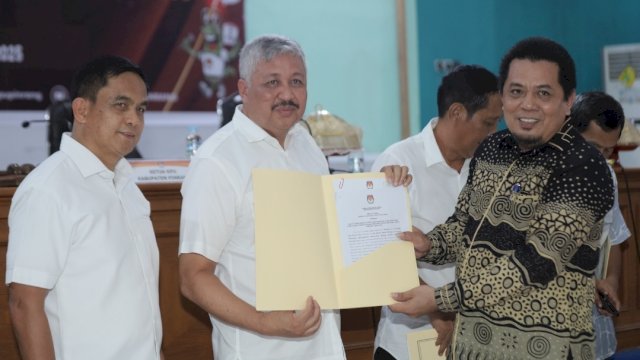 KPU Tetapkan Bupati dan Wakil Bupati Pinrang Terpilih, Irwan Hamid-Sudirman Bungi.