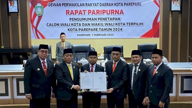 DPRD Resmi Tetapkan Tasming Hamid-Hermanto sebagai Wali Kota dan Wakil Walikota Parepare Periode 2025-2030.