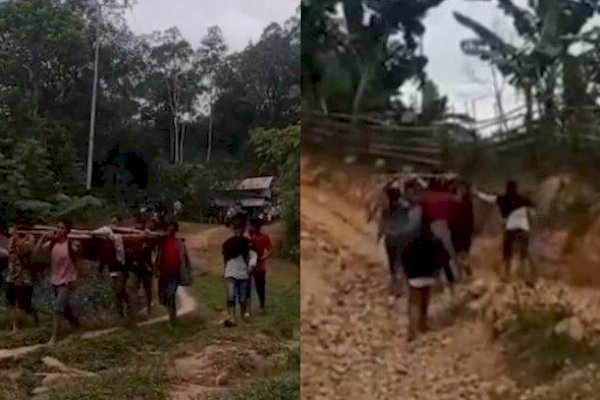 Perjuangan Ibu Hamil di Mamasa Sulbar Ditandu Warga 15 Kilometer karena Jalan Rusak
