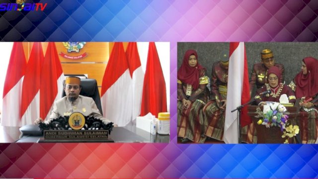 Gubernur Sulsel, Andi Sudirman Sulaiman Hadiri Hari Jadi Sinjai secara virtual.