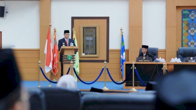 Bupati Yusran Lalogau Pidato Perdana di DPRD Pangkep.