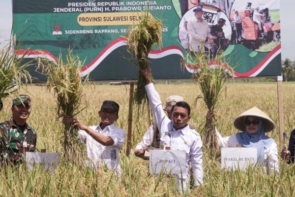 Bupati Sidrap Panen Raya Serentak Bersama Presiden Prabowo Subianto