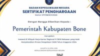 Alhamdulillah! Pemkab Bone Raih Penghargaan dari BKN RI