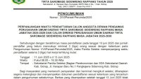 Pendaftaran Calon Dewas dan Direksi Perusda Tirta Saromase Diperpanjang hingga 13 Juni 2025