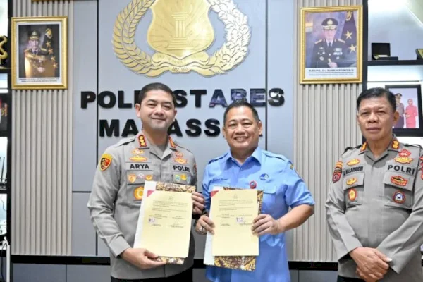 Plt Dirut PDAM Makassar Hamzah Ahmad Teken MoU dengan Polrestabes, Cegah Pencurian Air