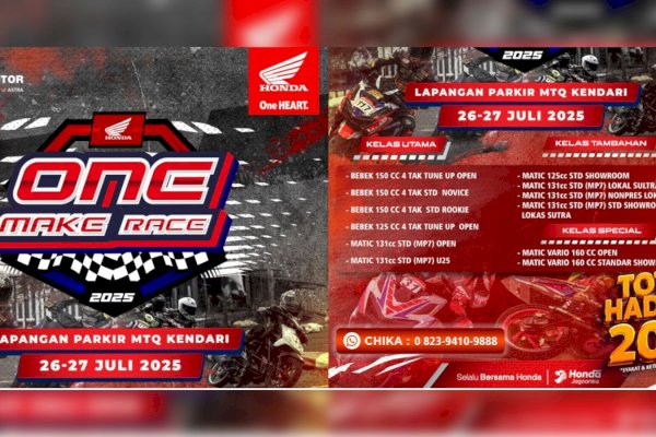 Kejuaraan “One Make Race 2025” Digelar di Kendari, Puluhan Pembalap Siap Adu Cepat