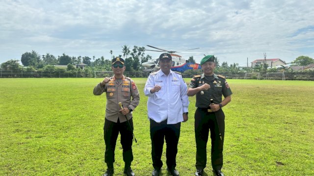 Kapolres, Bupati dan Dandim Pantau Situasi Kamtibmas Maros dari Udara