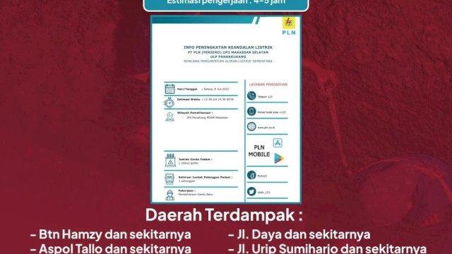 Ada Pemeliharaan Gardu Listrik, Suplai Air PDAM Makassar Terganggu-Pelanggan Disarankan Tampung Air