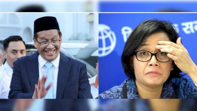 Menkeu, Purbaya Yudhi Sadewa, bersama Sri Mulyani Indrawati.