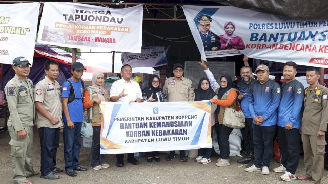 Peduli Korban Kebakaran di Sorowako, Bupati Soppeng Suwardi Haseng Kirim Bantuan Logistik ke Lutim