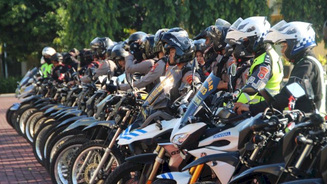 Polda Sulsel lakukan Patroli Skala Besar di Kota Makassar.