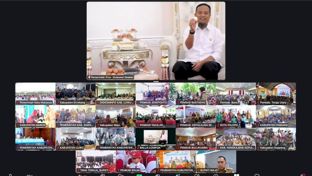 Gubernur Sulsel, Andi Sudirman Sulaiman saat melaunching Gerakan Gemar Makan Telur (GGMT) serentak di 24 Kabupaten kota dalam rangka memperingati Hari Jadi ke-356 Sulawesi Selatan.