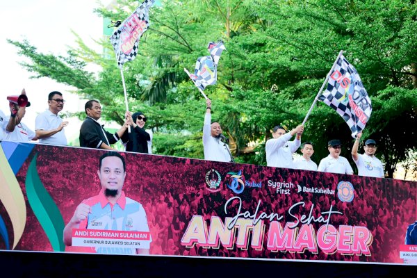 Andi Sudirman, Fatmawati Rusdi dan Appi Jalan Sehat Bersama di Anti Mager Peringatan 356 Tahun Sulsel