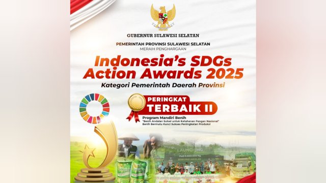 Sulsel Masuk Peringkat Terbaik II SDGs Action Awards Berkat Program Mandiri Benih