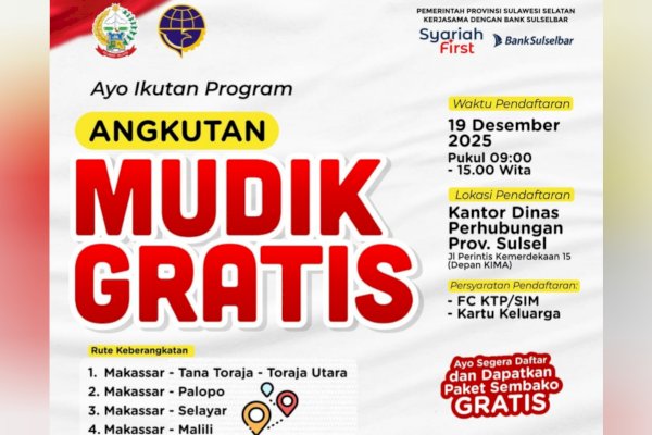 Pemprov Sulsel Siapkan 7 Armada Bus Angkutan Gratis Nataru, Kuota 250 Penumpang