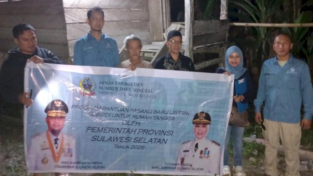 Bantuan Pasang Baru Listrik (BPBL) Tahun Anggaran 2025 kepada 215 rumah tangga tidak mampu di Sulsel.