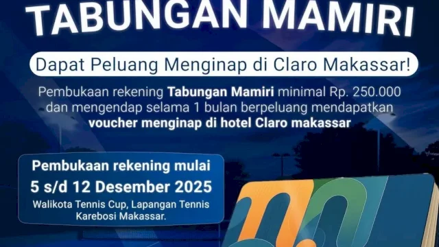 Buka Tabungan Mamiri Bank Sulselbar, Raih Voucher Menginap