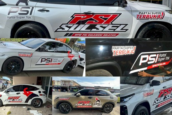 Jelang Rakernas PSI, Animo Warga Sulsel Meluap lewat Branding Ratusan Mobil, Ada Wajah Kaesang-Muammar Gandi