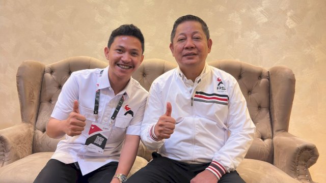 Ketua DPD PSI Gowa Sultan Farhan bersama Rusdi Masse.
