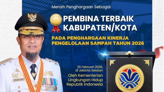 Gubernur Sulsel Terima Penghargaan Pembina Terbaik Pengelolaan Sampah 2026