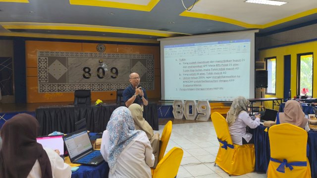 Kegiatan Sosialisasi Penerbitan Bukti Potong 1721 A2 melalui sistem Coretax bagi bendaharawan pemerintah.