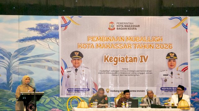 Wakil Wali Kota Makassar, Aliyah Mustika Ilham, secara resmi menutup rangkaian Pembinaan Muballigh Kota Makassar Tahun 2026.
