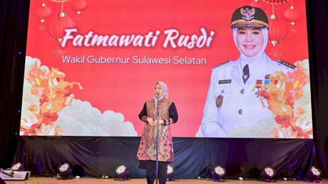 Wakil Gubernur Sulawesi Selatan, Fatmawati Rusdi, menghadiri perayaan Tahun Baru Imlek 2026.