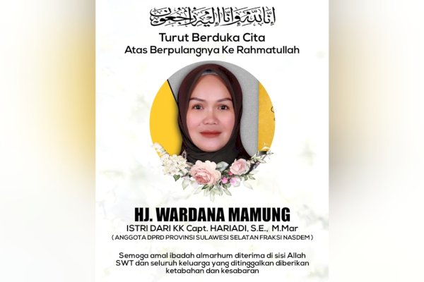 Ketua Fraksi NasDem DPRD Sulsel Sampaikan Duka Mendalam atas Wafatnya Istri Capt Hariadi