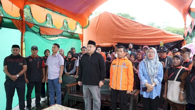 Wali KotaMakassar, Munafri Arifuddin, saat memberikan sambutan pada kegiatan Simulasi Bencana Dasar.