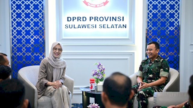 Ketua DPRD Sulawesi Selatan, Andi Rachmatika Dewi, menerima kunjungan Komando Daerah TNI Angkatan Udara (Kodau) II yang dipimpin Marsekal Muda (Marsda) TNI M. Untung Suropati.
