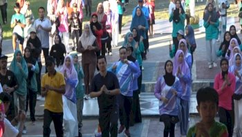 Bupati Yusran Hadiri Senam Massal, Ajak Warga Jaga Kebugaran