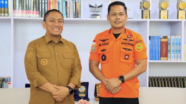 Bupati Luwu Timur, Irwan Bachri Syam, menerima kunjungan jajaran Basarnas Makassar.