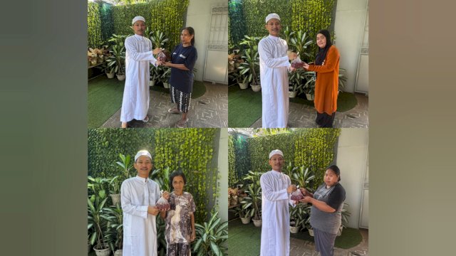 Ketua PSI Gowa, Sultan Farhan, berbagi dsging kurban untuk masyarakat.