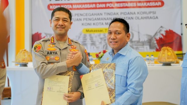 Koni Makassar resmi menjalin kerja sama dengan Polrestabes Makassar melalui penandatanganan PKT.