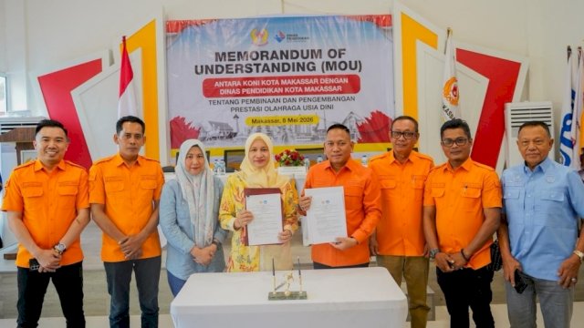 Koni Makassar dan Disdik Makassar, melakukan penandatanganan MoU.