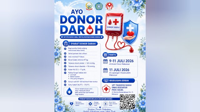 Aksi Donor Darah rangkaian Puncak Peringatan Hari Kesatuan Gerak (HKG) PKK ke-54 dan 46 Tahun Dewan Kerajinan Nasional (Dekranas) yang dipusatkan di Makassar.