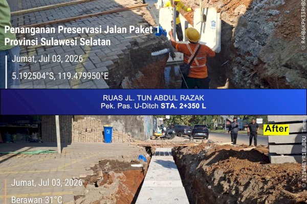 Pengecoran Bahu Jalan Burung-Burung–Bili-Bili Capai 67 Persen dalam Paket 1 MYP Sulsel