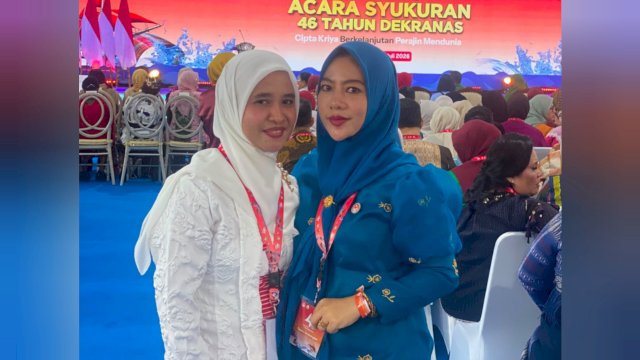 Ketua Dekranasda Sidrap, Haslindah Syaharuddin, menghadiri puncak peringatan HUT ke-46 Dekranas.&nbsp;