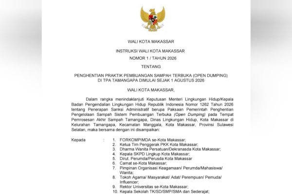 Instruksi Wali Kota Makassar Nomor 3 Tahun 2026: Pemilahan Sampah Wajib Dimulai dari Sumber