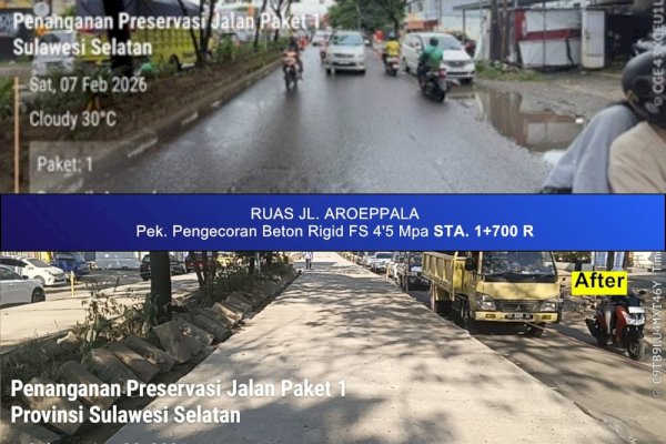 Pemasangan Kerb Median Jalan Hertasning, Progres Tembus 74 Persen