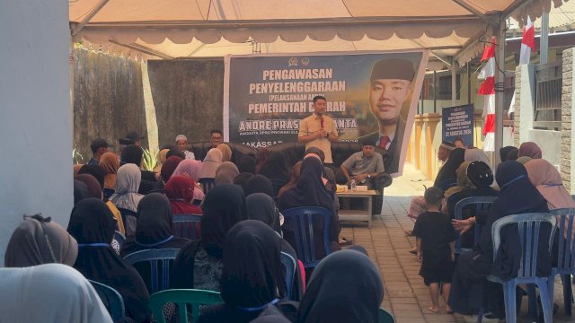 Anggota DPRD Sulawesi Selatan dari Fraksi NasDem, Andre Prasetyo Tanta (APT), melaksanakan pengawasan APBD Sulsel di Kelurahan Barombong.