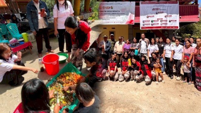 Mahasiswa KKNT Desa Wisata Gelombang 116 Unhas mengajak masyarakat memanfaatkan limbah organik menjadi pupuk organik cair (POC) yang bermanfaat bagi tanaman.