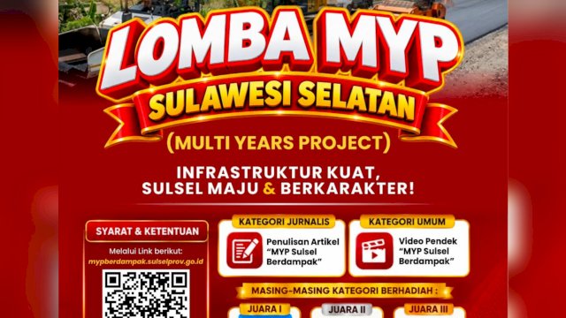 Diskominfo-SP Sulawesi Selatan menggelar Lomba MYP Sulsel (Multi Years Project) dengan tema &ldquo;Infrastruktur Kuat, Sulsel Maju dan Berkarakter&rdquo;.