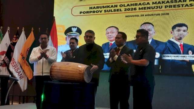 Wali Kota Makassar, Munafri Arifuddin, saat membuka Raker KONI Makassar Tahun 2026.