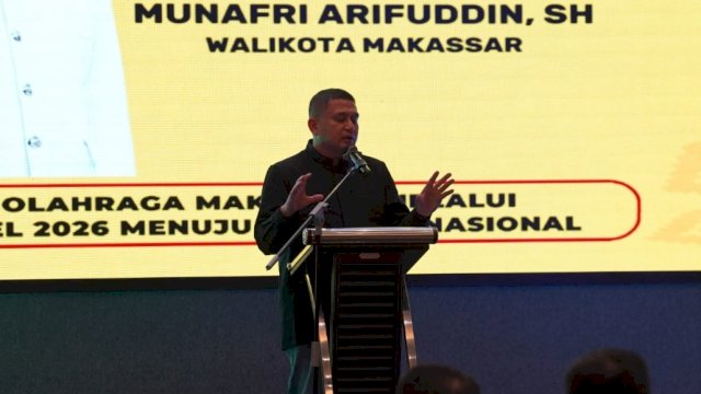 Wali Kota Makassar Munafri Arifuddin, saat membuka Rapat Kerja KONI Kota Makassar Tahun 2026.