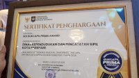 Parepare Raih Penghargaan IKD Disdukcapil Prima Award 2026, Satu-satunya Di Kawasan Indonesia Timur
