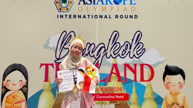 Aeshyazidni Nafizah Gasba, siswi kelas VI Al-Ghofur SD Islam Athirah Bukit Baruga, menorehkan prestasi di tingkat internasional.