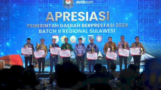 Pemkot Makassar meraih dua penghargaan pada ajang Apresiasi Pemerintah Daerah Berprestasi 2026 Batch II Regional Sulawesi yang digelar Kementerian Dalam Negeri.